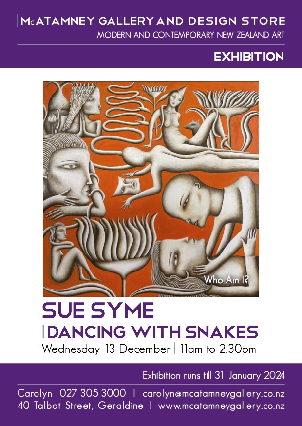 Sue Syme Dancing with Snakes  Who am I ?  McAtamney Gallery and Design Store | Geraldine N Z